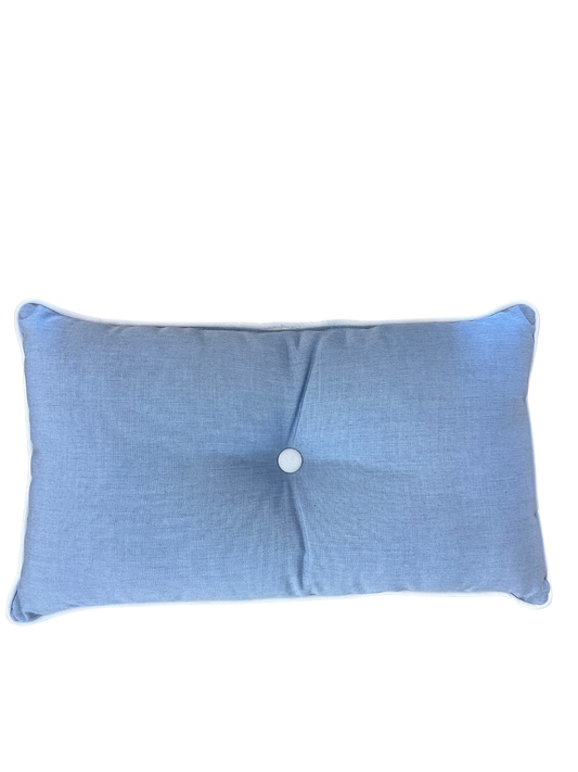 Coastal Blue Lumbar Pillow with White Piping
