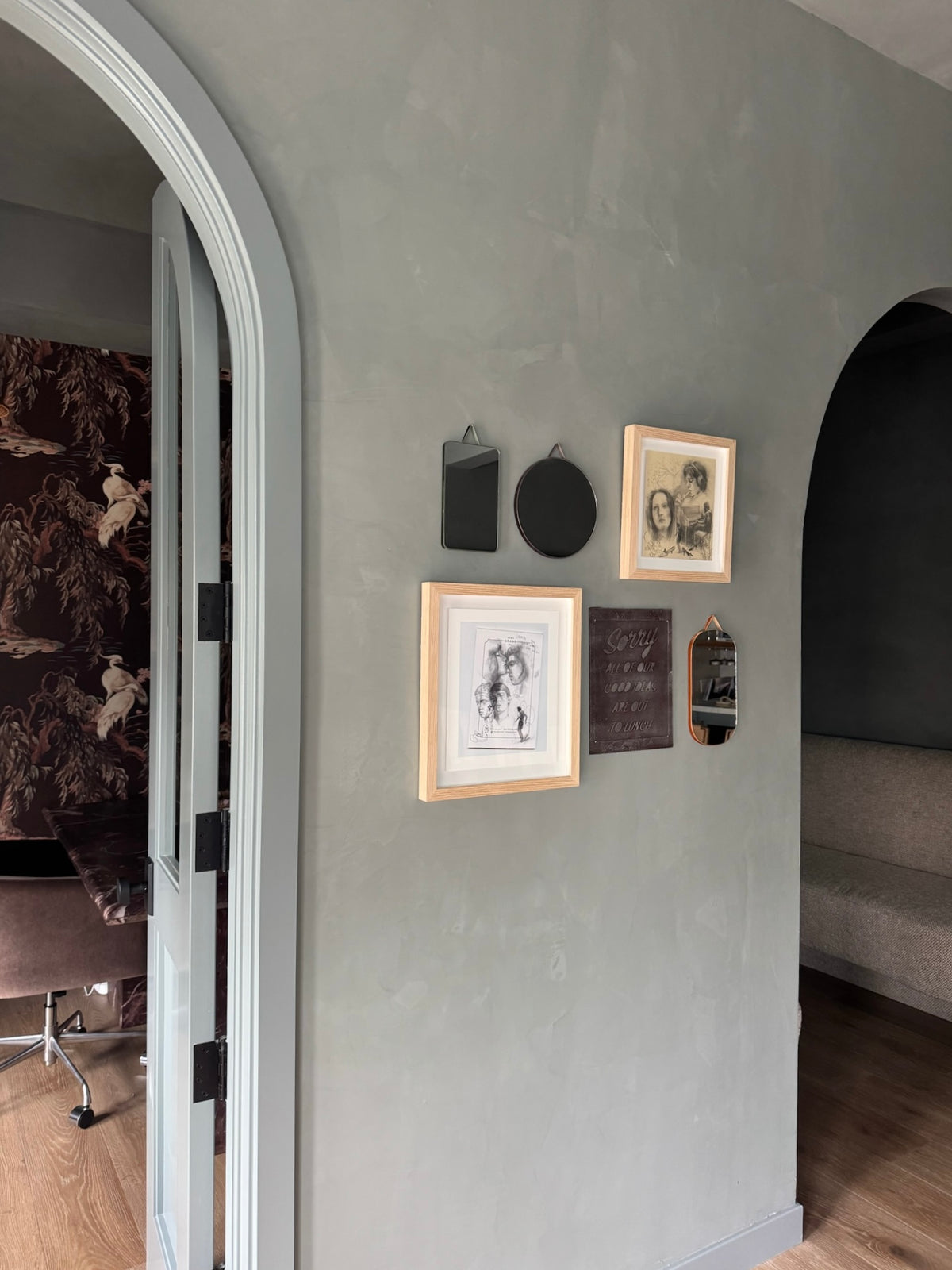 Velvet Edged Mirror Collection, Set of 6