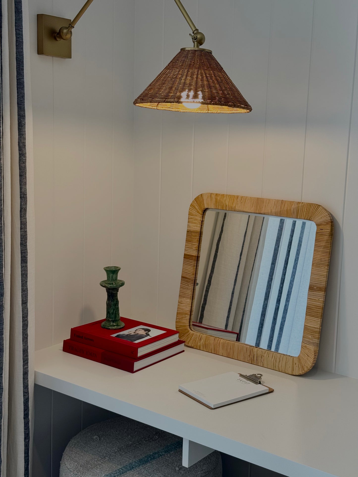 Rattan Wrapped Framed Wall Mirror