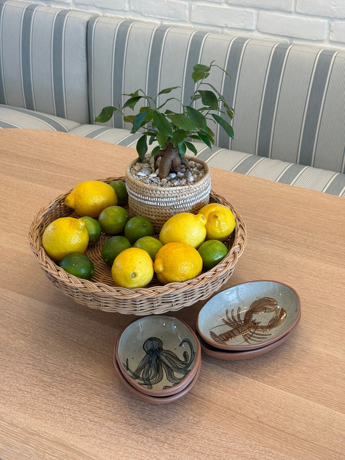 Hand-Woven Rattan Pedestal with Braided Rim