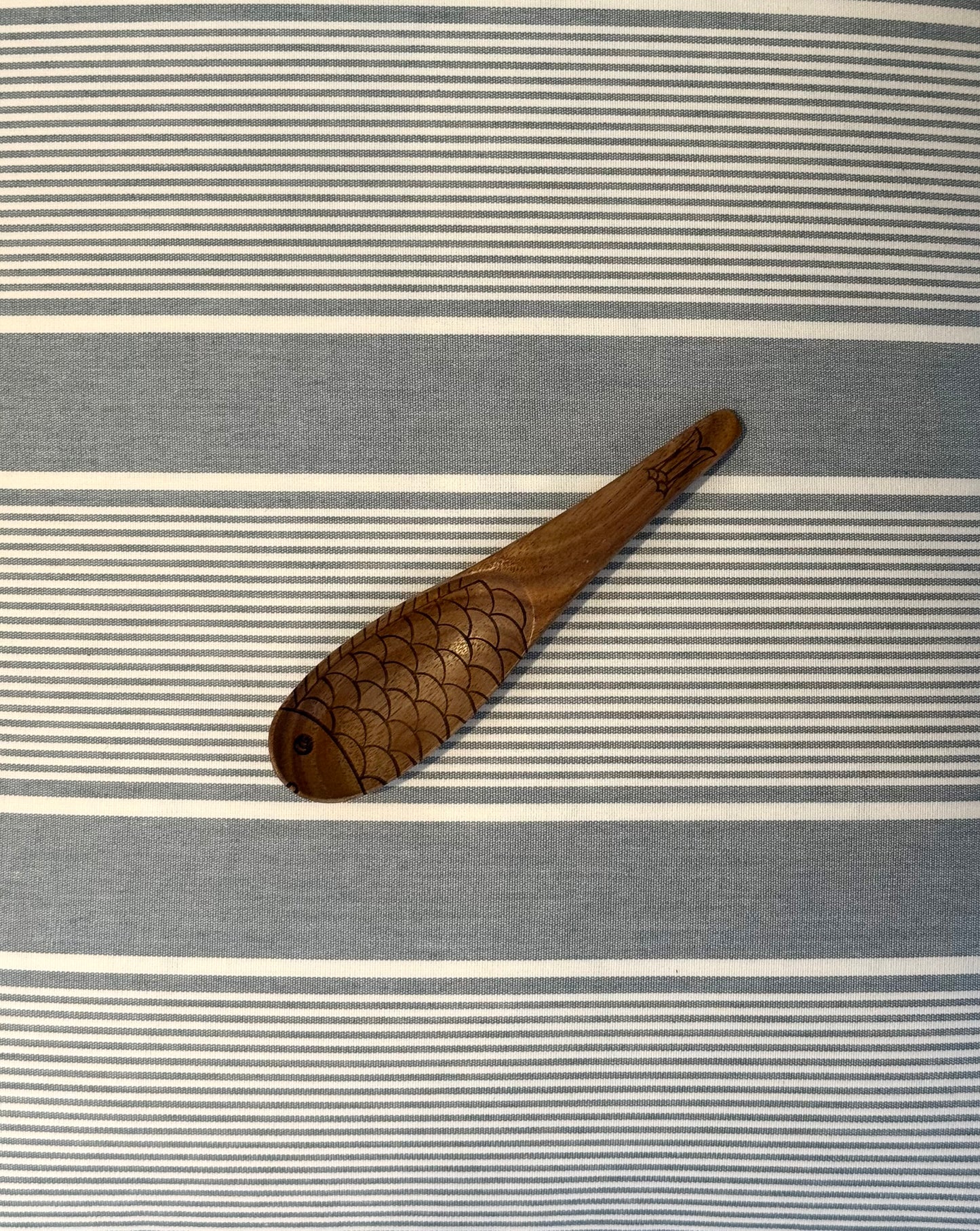 Acacia Wood Spoon with Carved Fish Design