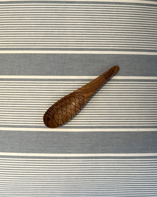 Acacia Wood Spoon with Carved Fish Design