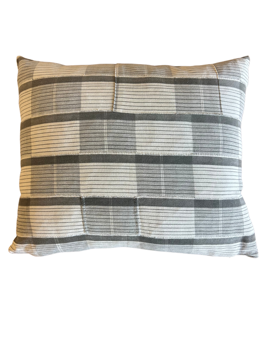 Vintage Cream and Gray Striped Pillow