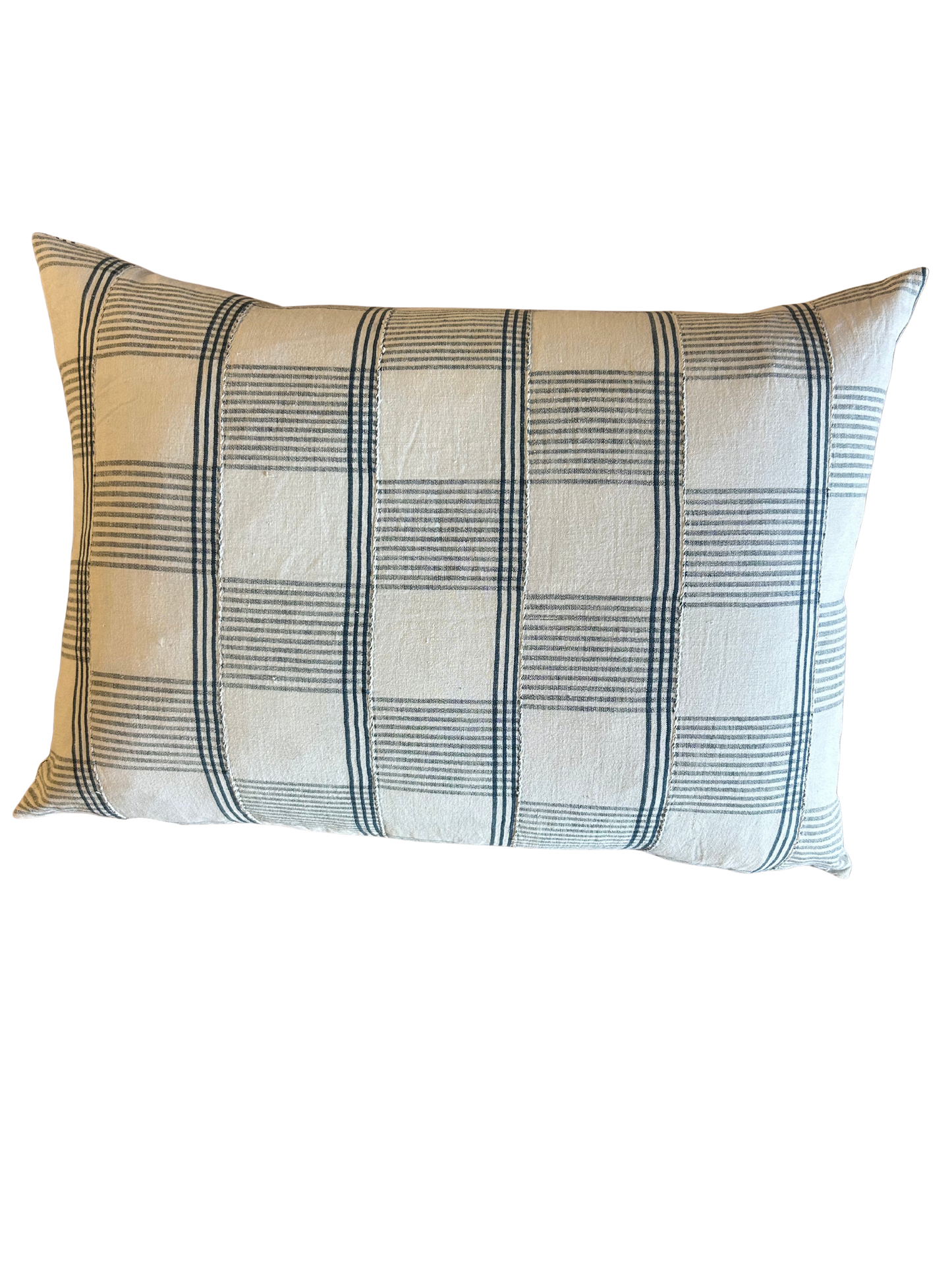 Vintage Blue + Cream Stripe Pillow