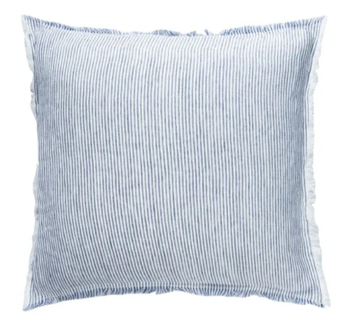 Chambray + White Striped Pillow