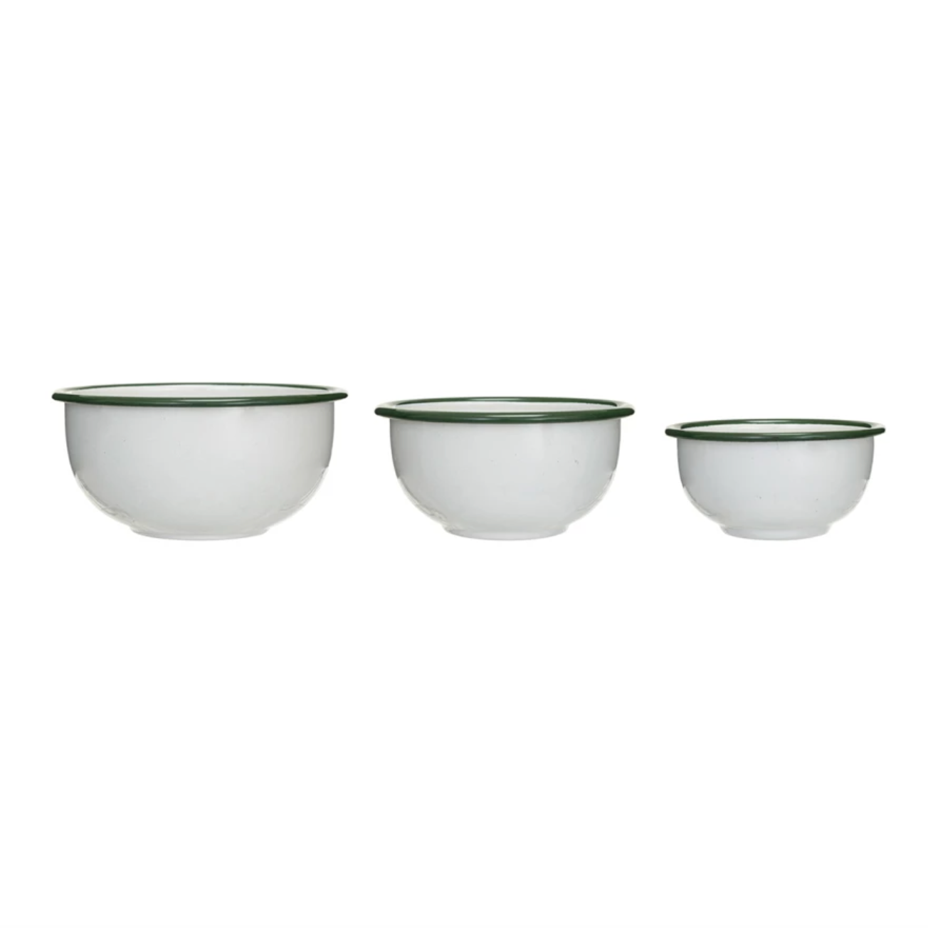 Green Rim Enameled Bowl Set