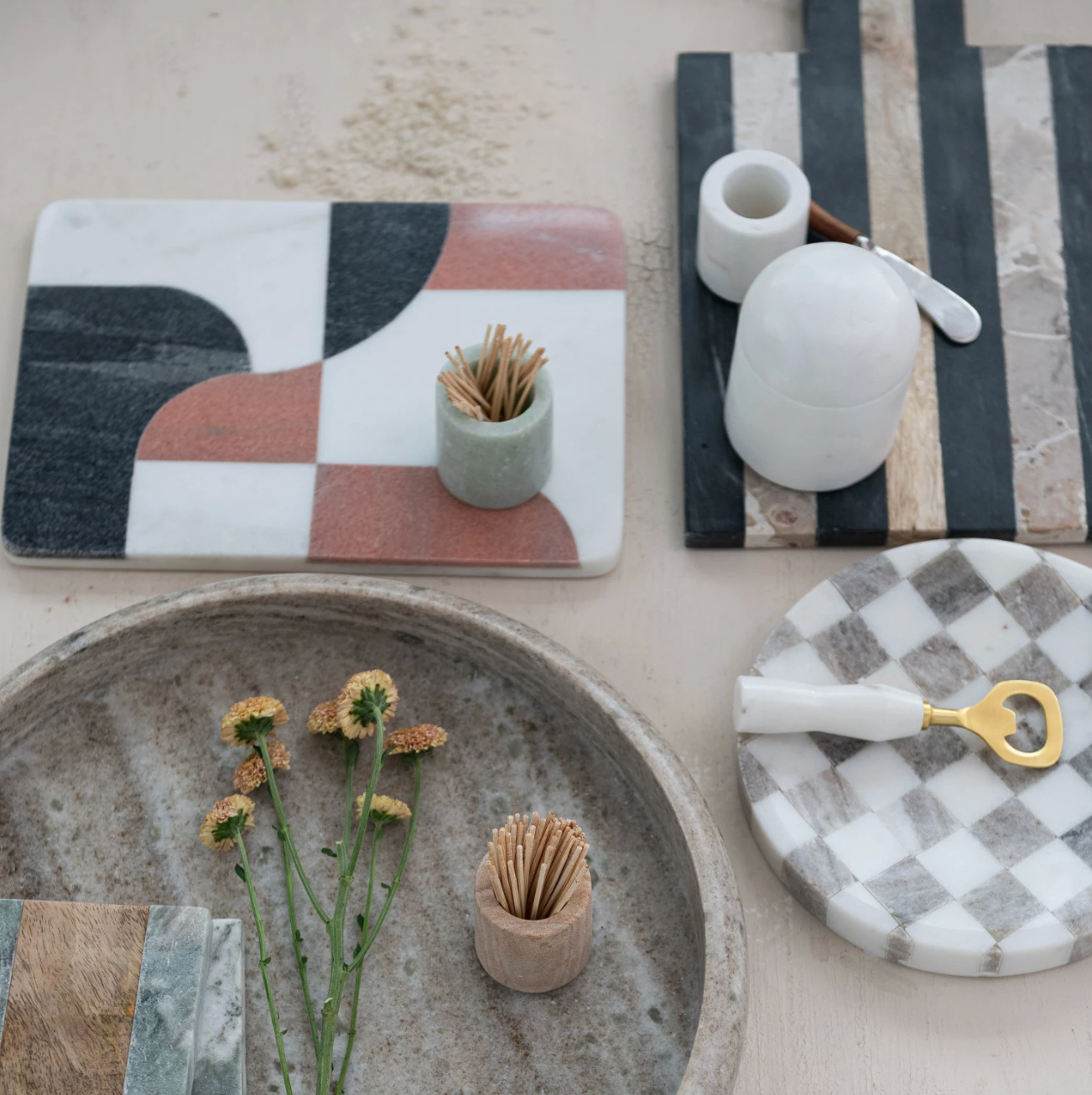 Marble Checkered Tray