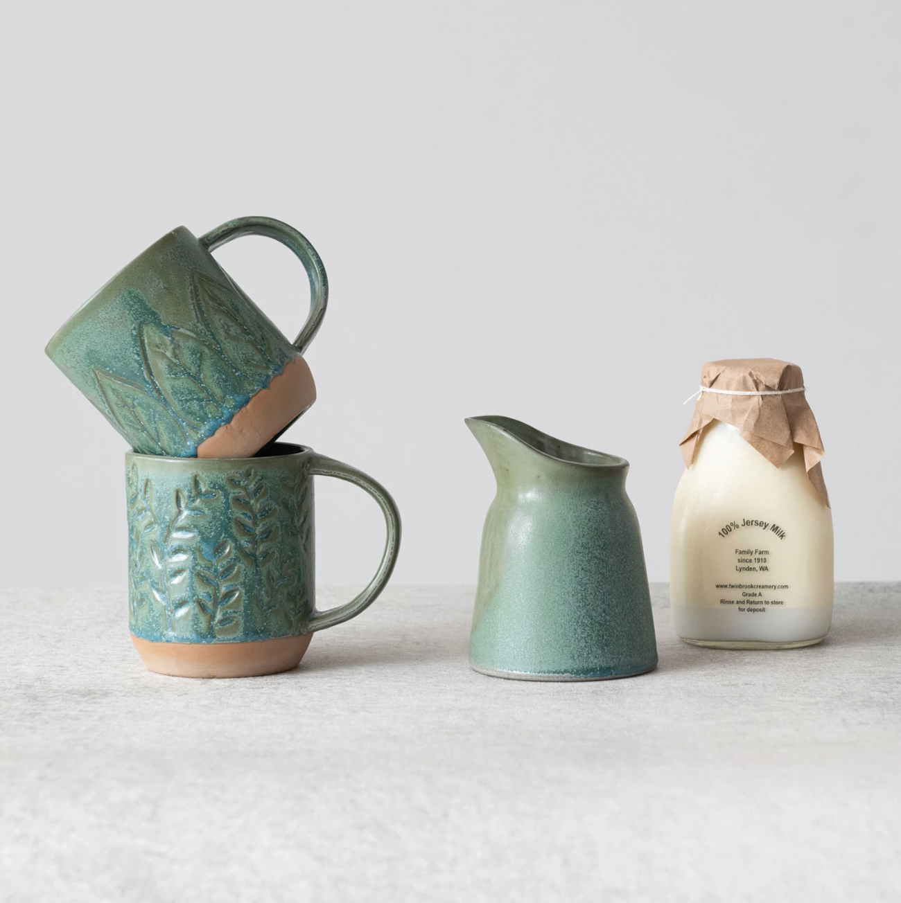 Green Ceramic Creamer