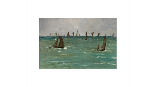 Frenzied Painting of Boats in Harbor Artist Board