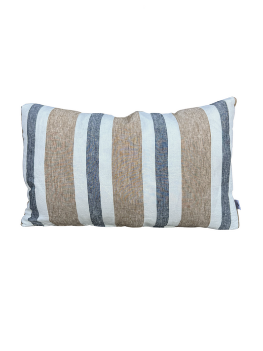 Taupe Striped Lumbar Pillow