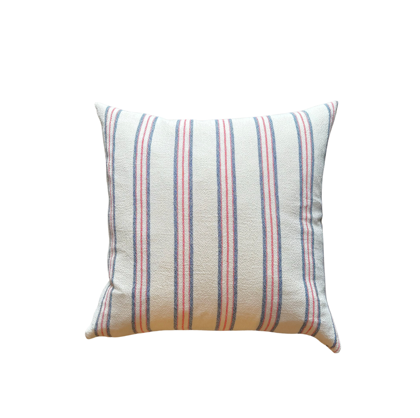 Blue + Red Vertical Stripe Pillow