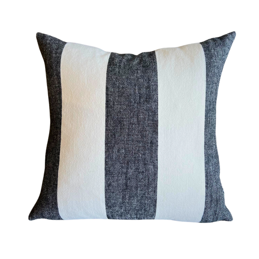 Black + White Vertical Stripe Pillow